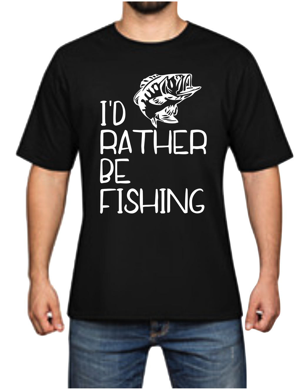 I'd Rather Be Fishing Black Tee Shirt