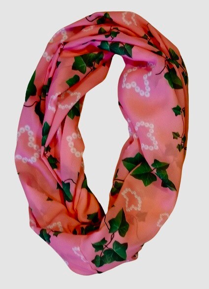 Pink Infinity Scarf with Ivy's and Pearls