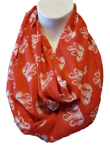 Red with White Elephant Infinity Scarf