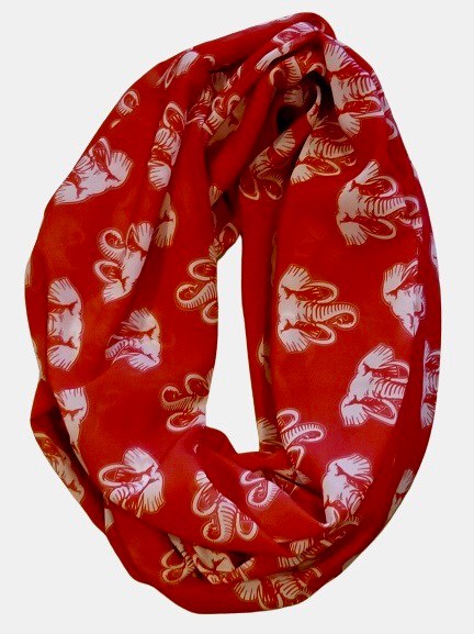 Red with White Elephant Infinity Scarf