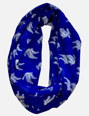 Blue and White Dove Infinity Scarf