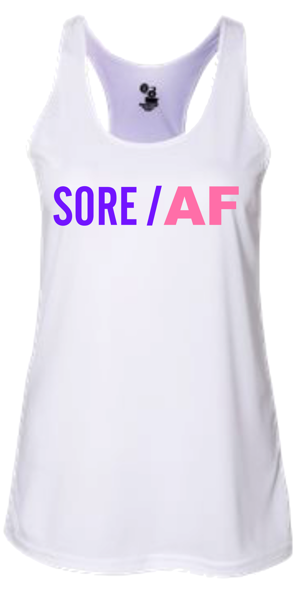 Sore/ AF Tee Shirt White Racerback Pink and Purple