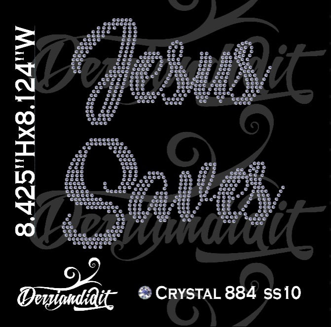 Jesus Saves Rhinestone Design/ Christian Rhinestone Template Download/ Instant Download/ SVG Design/ Jesus Saves Rhinestone Template