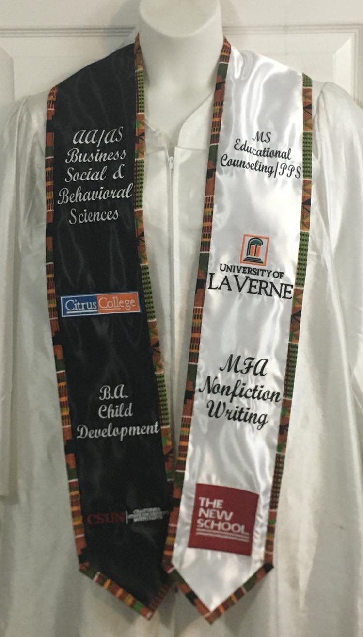 Graduation Stole with Kente Cloth Fabric/ College Graduation Stole/ Personalized Stole/ Memory Stole/ Free Shipping