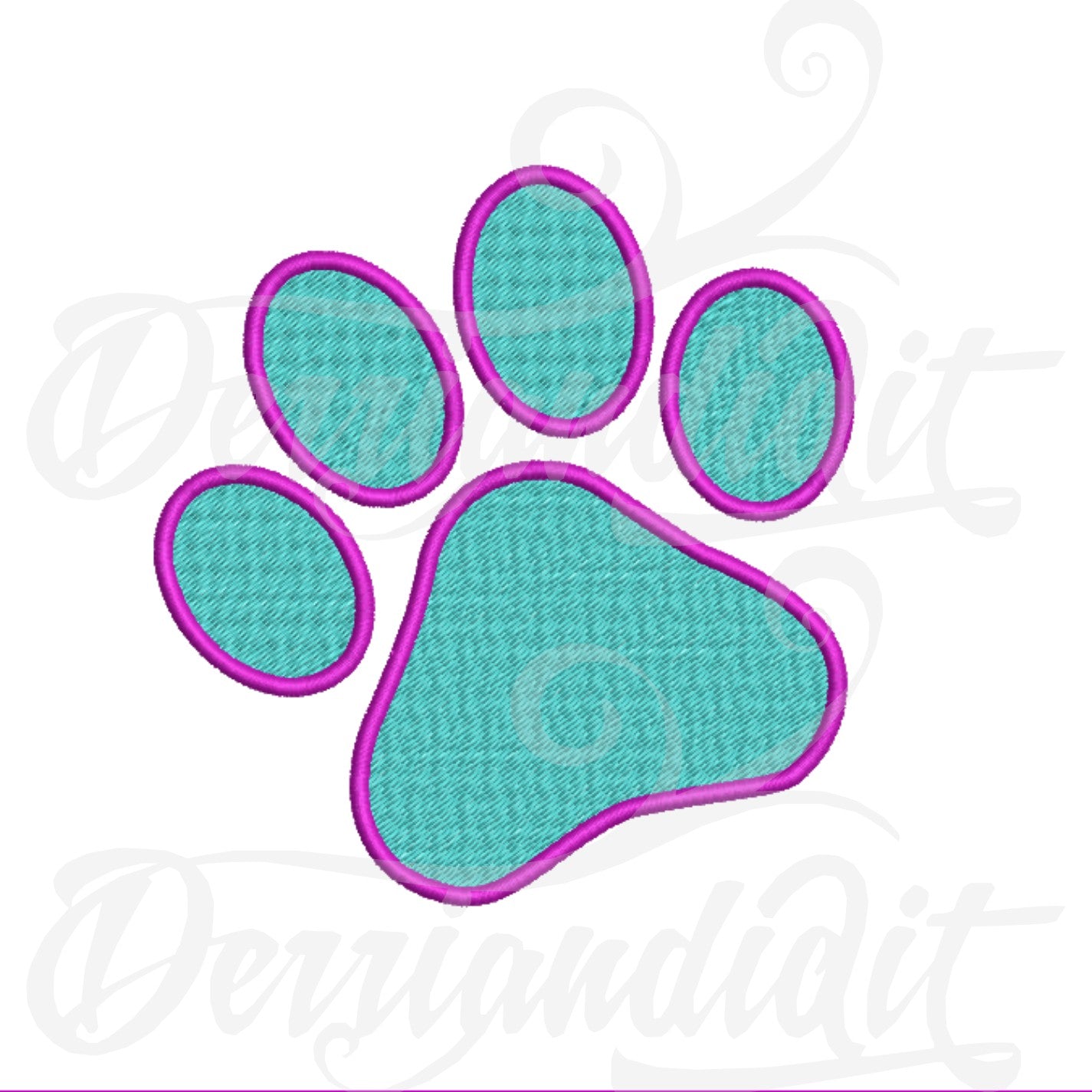 Paw Print with Border Embroidery File/ Instant Download Paw Print Embroidery File/ Machine Embroidery Paw Print Embroidery Design for Embroidery Machine  7 Sizes