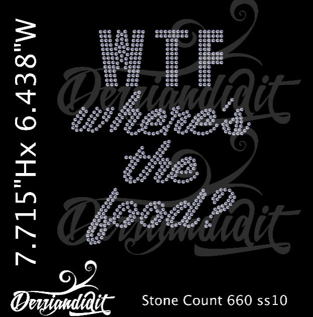 WTF Where's the Food Rhinestone Design/ Instant Download/ SVG Design/ Rhinestone Template