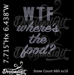 WTF Where's the Food Rhinestone Design/ Instant Download/ SVG Design/ Rhinestone Template