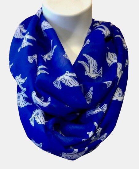 Blue and White Dove Infinity Scarf