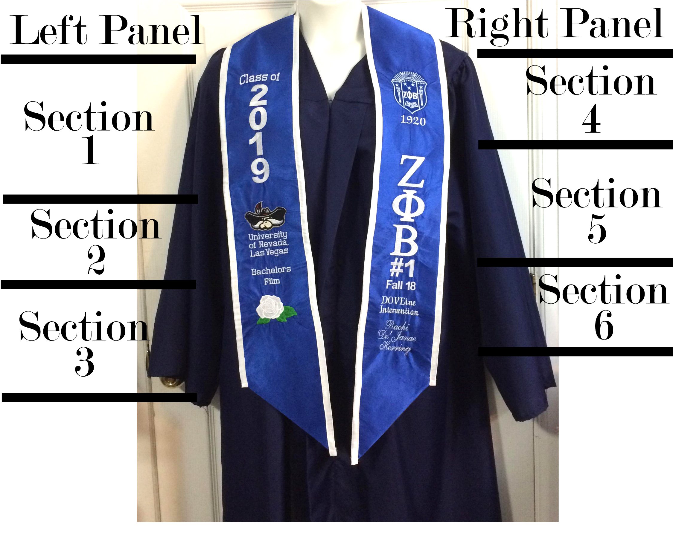 Graduation Stole Multi Theme/ College Graduation Stole/ Personalized Stole/ Memory Stole/ Free Shipping